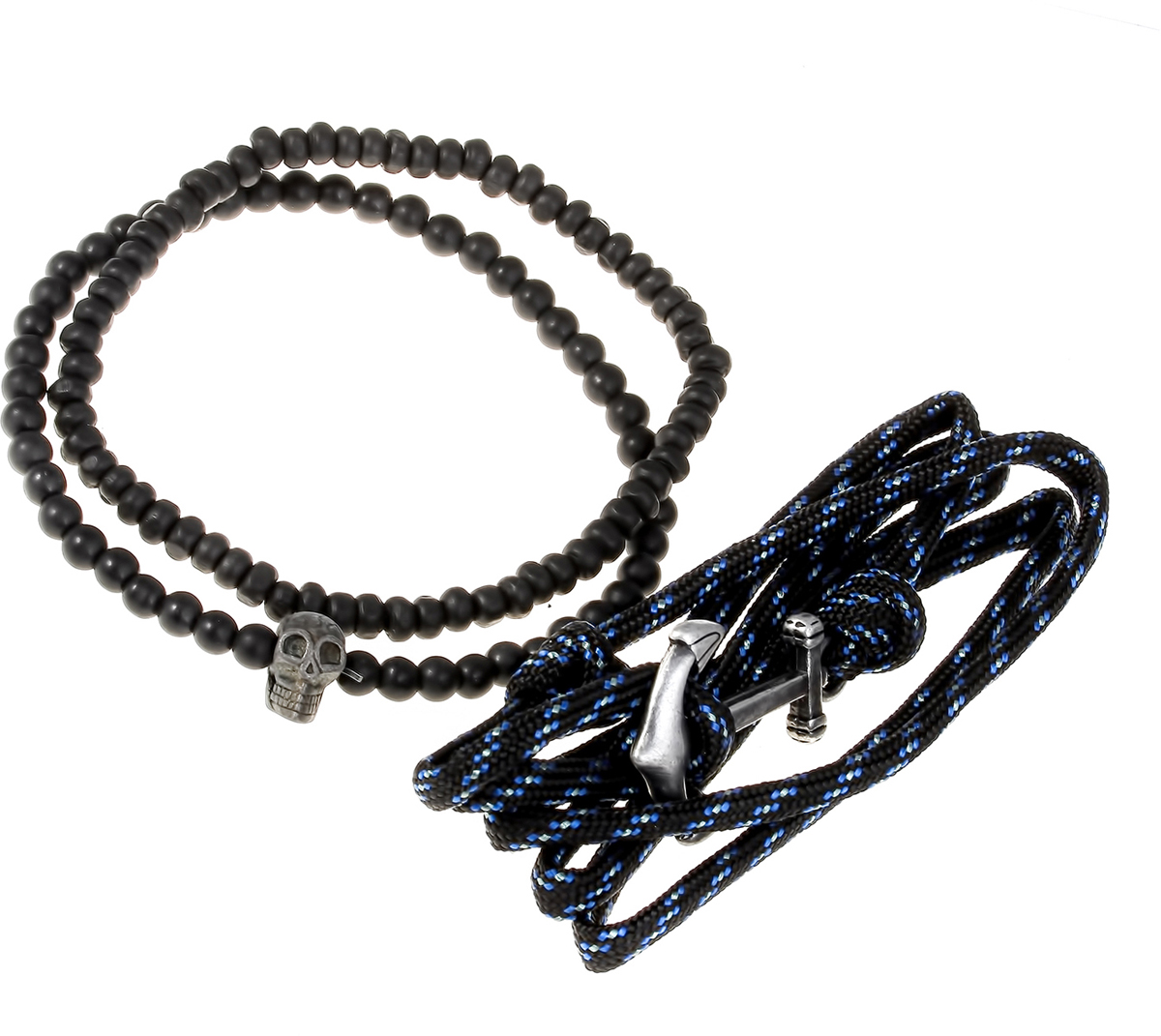 Набор браслетов Teosa, цвет: черный, синий, серебристый, 2 шт. T-NBR-154