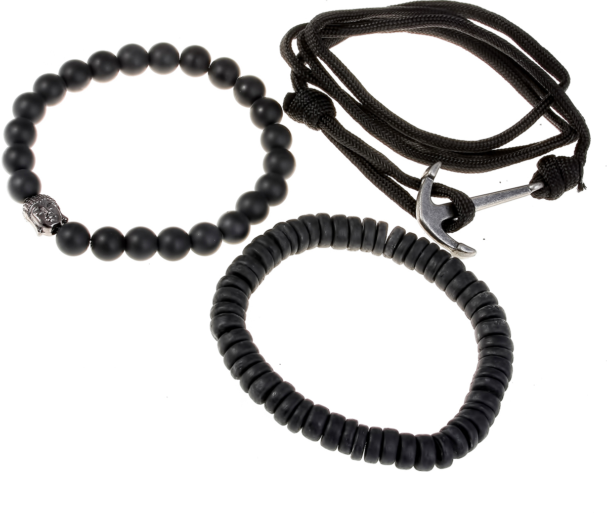 Набор браслетов Teosa, цвет: черный, серебристый, 3 шт. T-NBR-158
