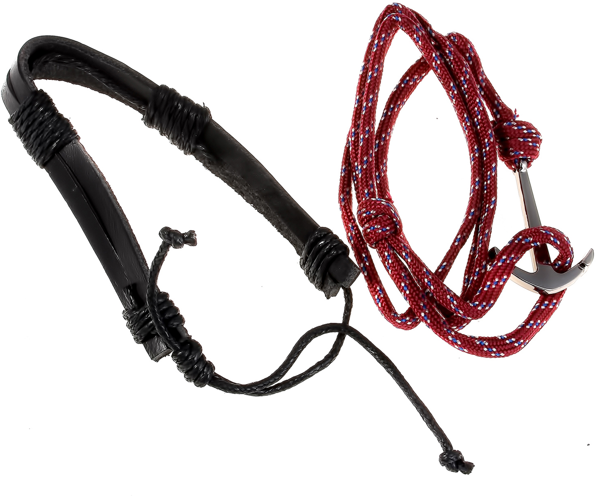 Набор браслетов Teosa, цвет: черный, красный, серебристый, 2 шт. T-NBR-162