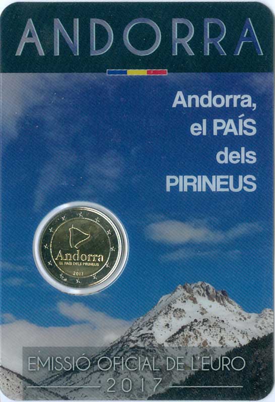 Монета номиналом 2 евро в блистере, Андорра, Страна в Пиринеях, 2017 год