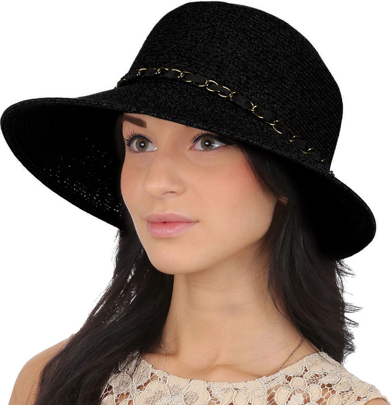 Соломенная шляпа женская Fabretti, цвет: черный. G54. Размер 56/59