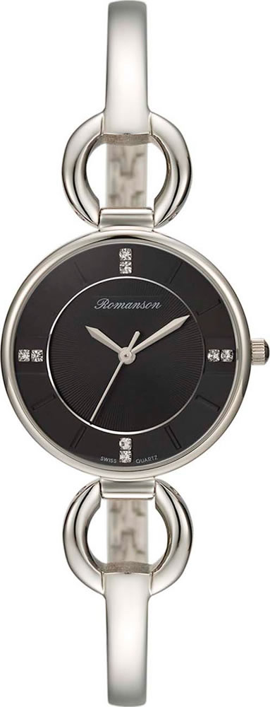 Часы наручные женские Romanson, цвет: серебристый, черный. RM7A04LLW(BK)