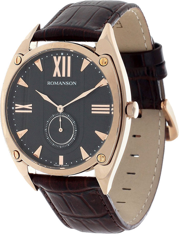 Часы наручные мужские Romanson, цвет: темно-коричневый. TL1272JMR(BK)BN