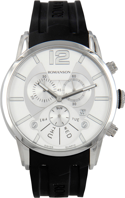 Часы наручные мужские Romanson, цвет: черный. TL9213HMW(WH)