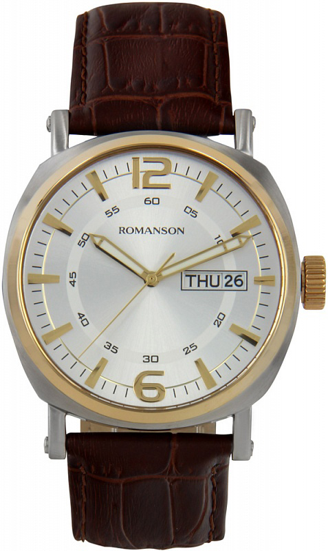 Часы наручные мужские Romanson, цвет: коричневый. TL9214MC(WH)
