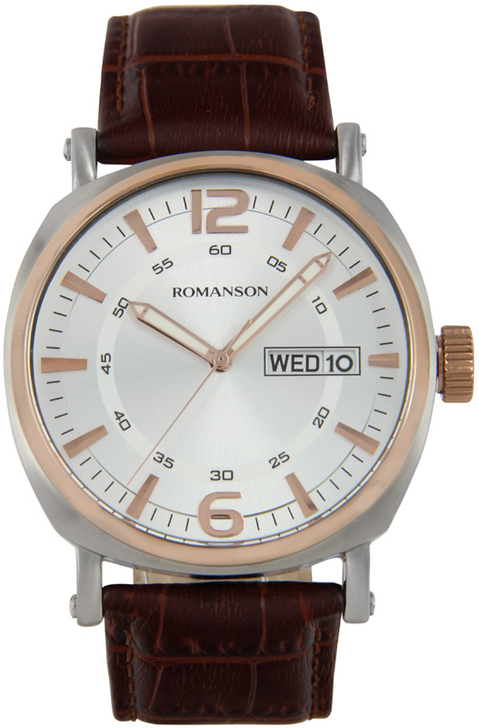 Часы наручные мужские Romanson, цвет: коричневый. TL9214MJ(WH)