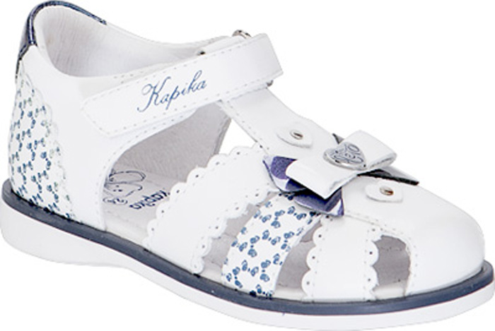 Сандалии для девочки Kapika, цвет: белый, синий. 32496-2. Размер 24