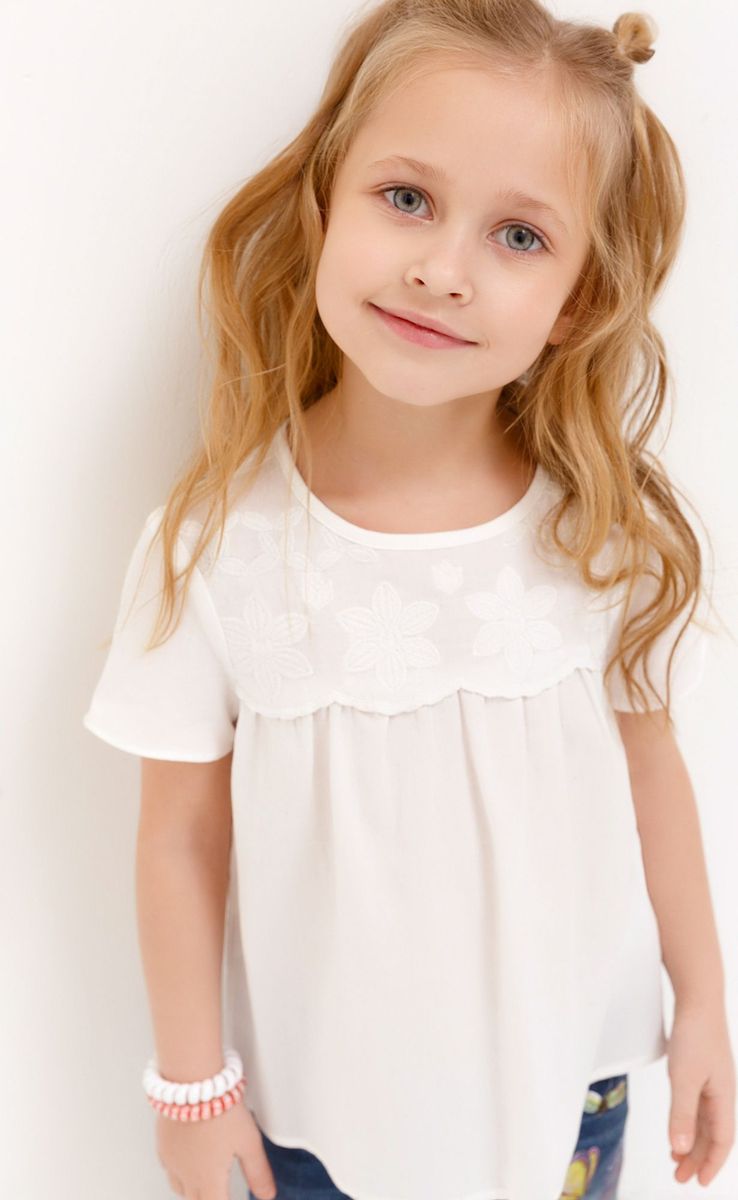 Блузка для девочки Acoola Noisy, цвет: белый. 20220270028_200. Размер 104