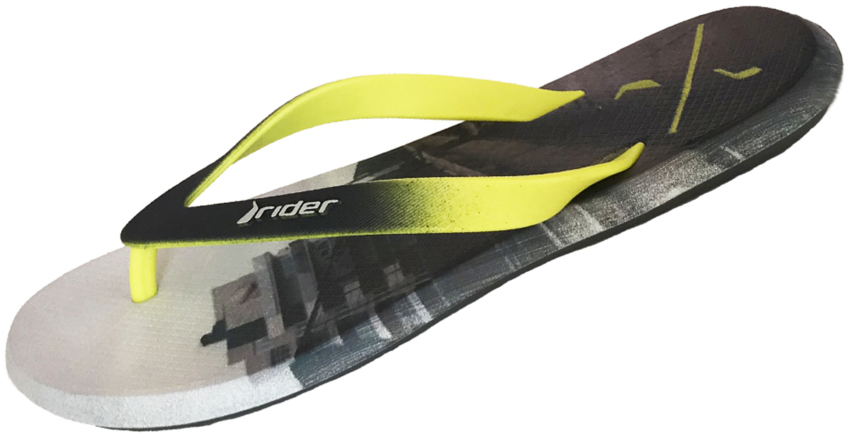 Сланцы мужские Rider R1 Energy AD, цвет: темно-серый, желтый, синий. 10719-24491. Размер 45/46 (44/45)