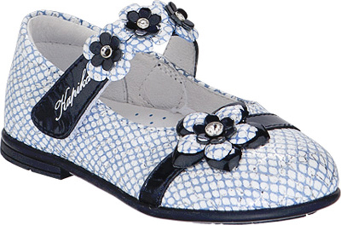 Туфли для девочки Kapika, цвет: белый, синий. 21395-3. Размер 21