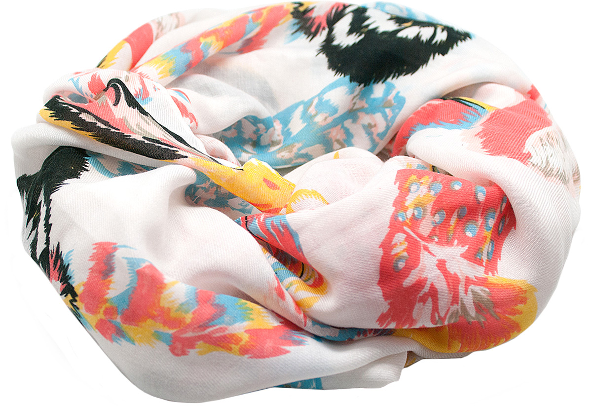 Шарф женский Kawaii Factory Перья, цвет: белый. KW108-000024. Размер 100 см x 180 см