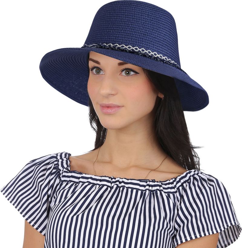 Соломенная шляпа женская Fabretti, цвет: голубой. P3. Размер 56/59