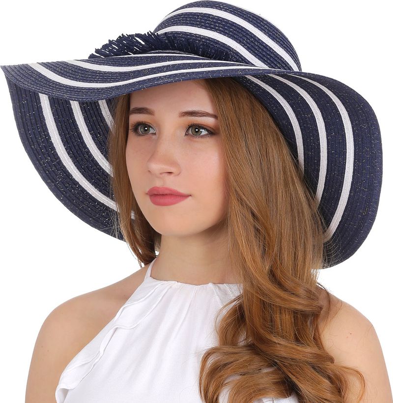 Соломенная шляпа женская Fabretti, цвет: синий. K3. Размер 56/59