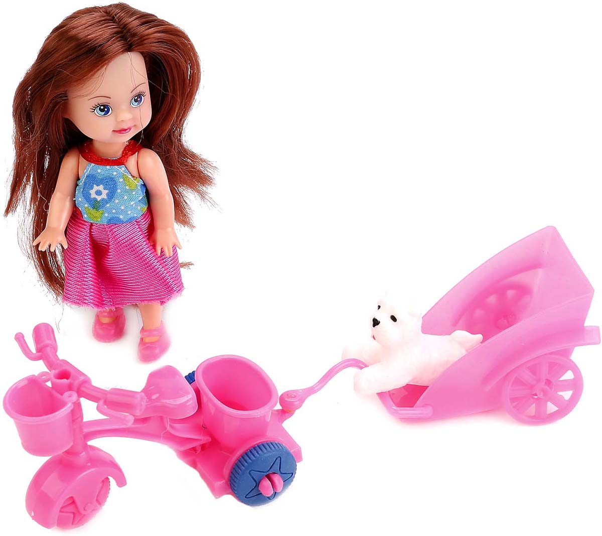 Карапуз Кукла Hello Kitty Машенька на велосипеде с прицепом
