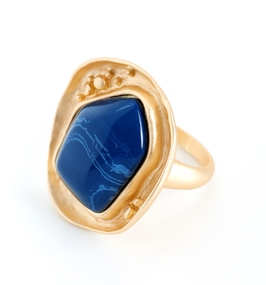 Кольцо Valencia, цвет:золотистый, синий. 60025277. Размер 17,5