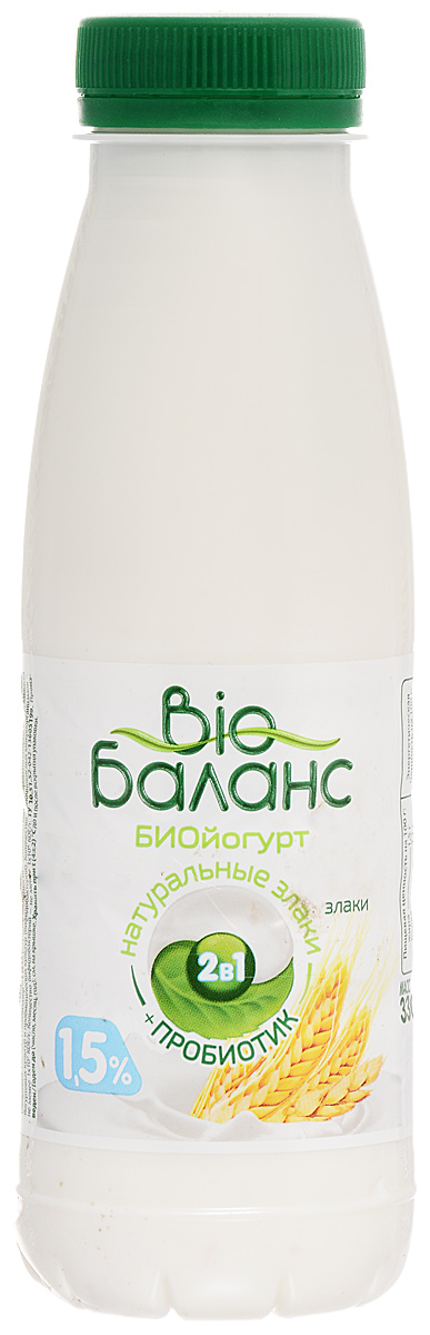Био-Баланс Биойогурт Злаки 1,5%, 330 г био баланс turbo fit творог злаки и сушеные ягоды 0 2% 130 г