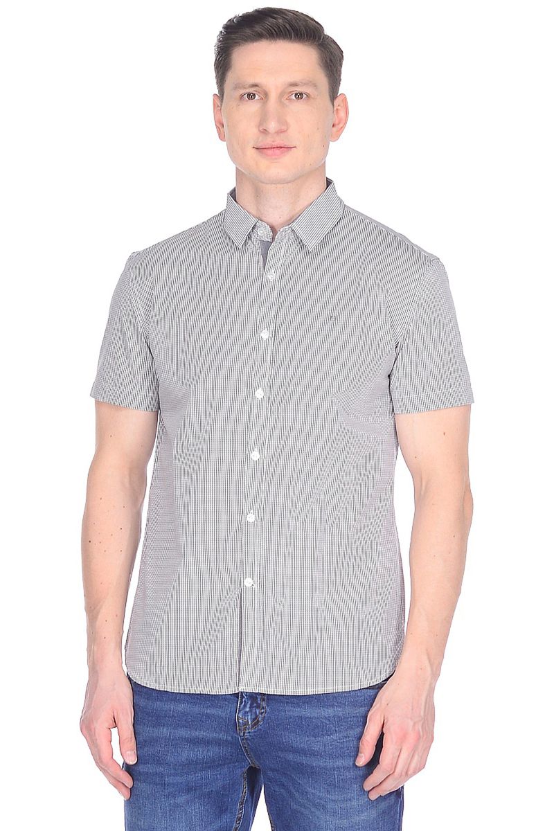 Рубашка мужская Baon, цвет: серый. B688003_Dark Grey Checked. Размер L (50)