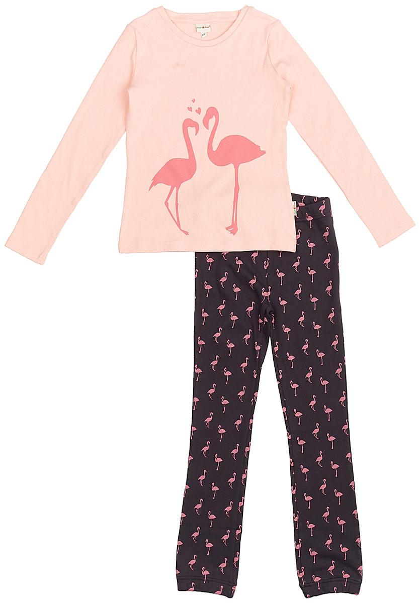 Пижама для девочки Frutto Rosso, цвет: розовый, графитовый. FRG72152. Размер 128