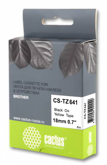 Cactus CS-TZ641, Black картридж ленточный для Brother 1010/1280/1280VP/2700VP