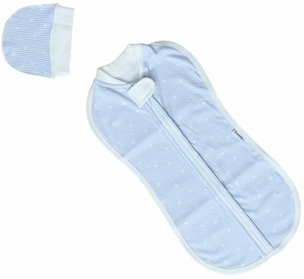 Спальный мешок для новорожденных Pecorella Морячок, с шапочкой, цвет: голубой, белый. 2000000001296. Размер 50