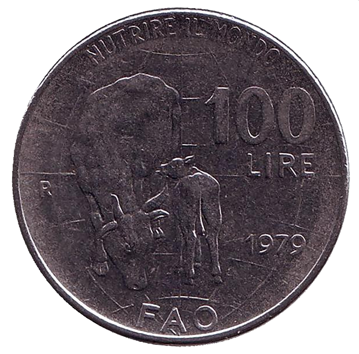 Монета номиналом 100 лир 