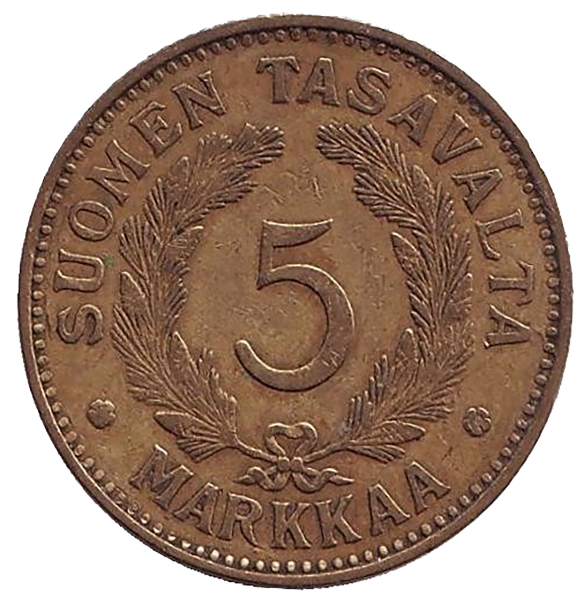 Монета номиналом 5 марок. Финляндия, 1931