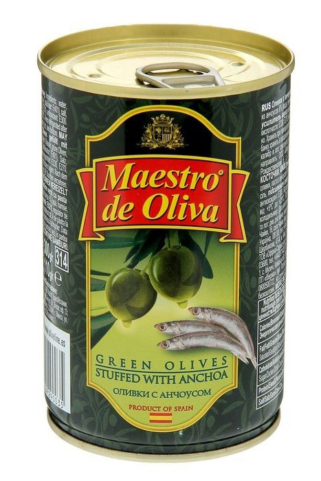 Maestro de Oliva оливки крупные с анчоусом, 350 г maestro grand