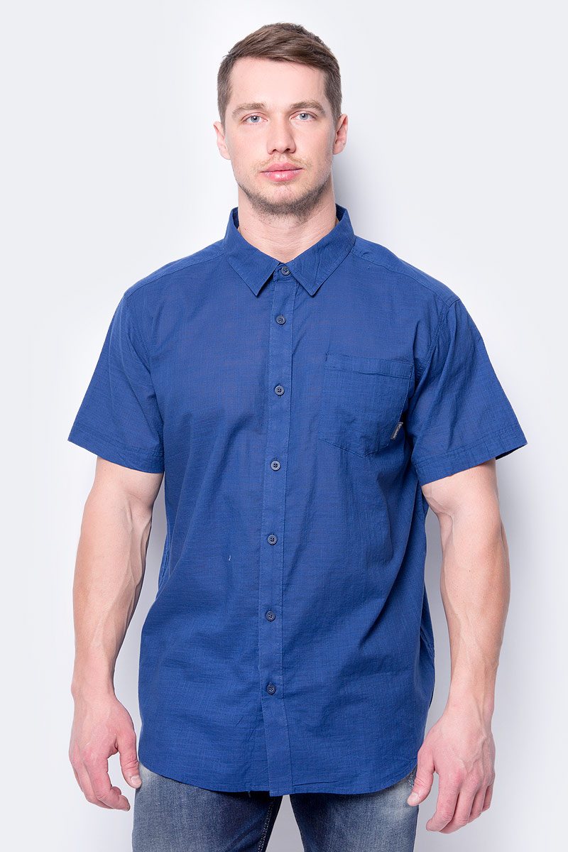 Рубашка мужская Columbia Cape Side Solid SS Shirt, цвет: темно-синий. 1715241-469. Размер XL (52/54)