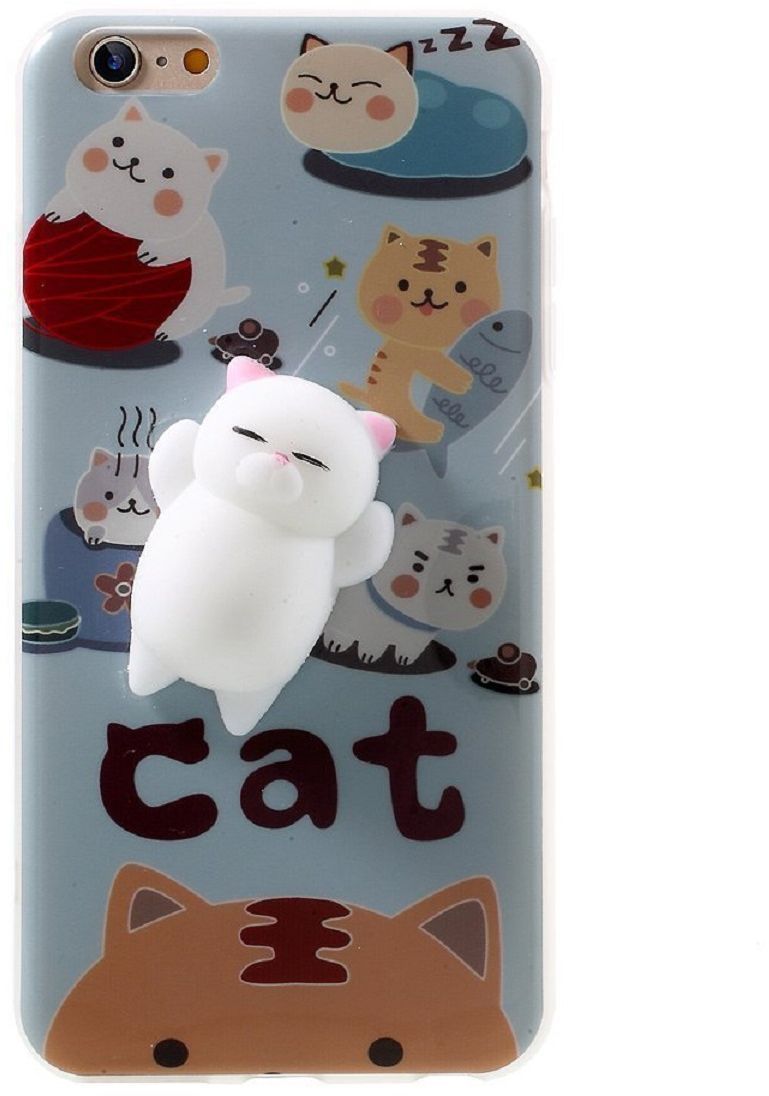 Fidget Go Cиликоновый кот чехол-антистресс для Apple iPhone 6, Grey