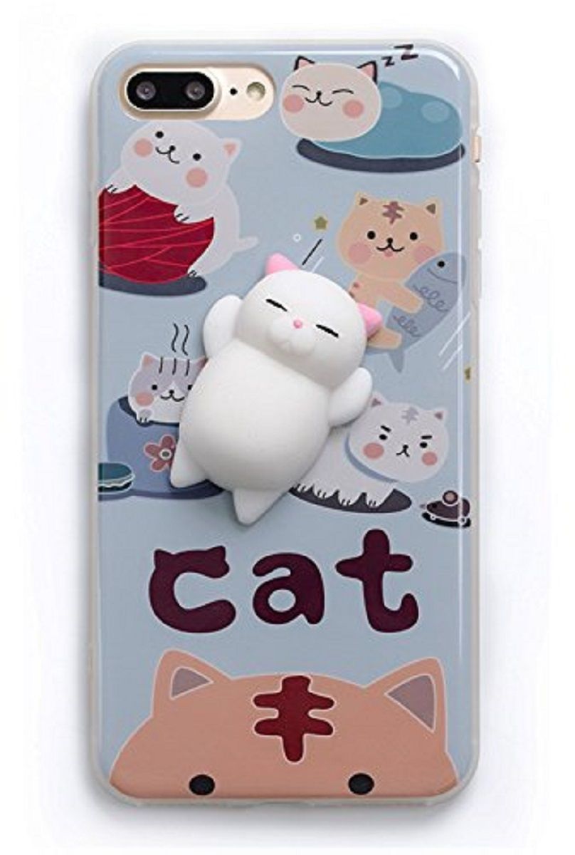 Fidget Go Cиликоновый кот чехол-антистресс для Apple iPhone 7 Plus/8 Plus, Grey