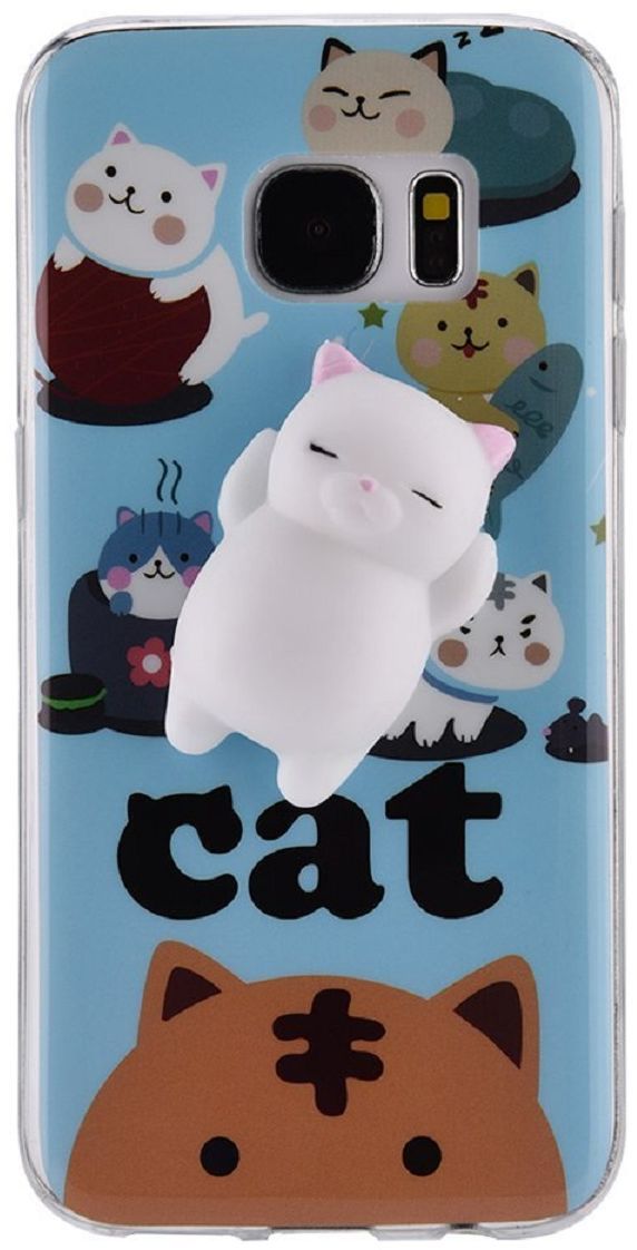 Fidget Go Cиликоновый кот чехол-антистресс для Samsung S7, Grey