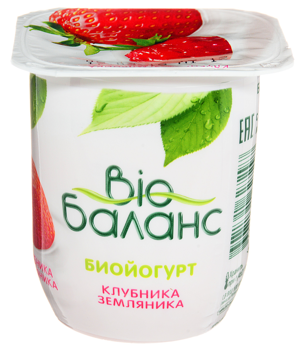 Био-Баланс Биойогурт Клубника земляника Персик банан 2,8%, 125 г био баланс turbo fit творог злаки и сушеные ягоды 0 2% 130 г
