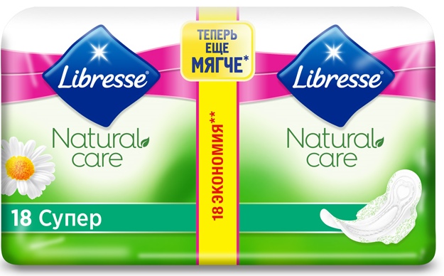 Libresse Прокладки женские гигиенические Natural Care Ultra Super,18 шт