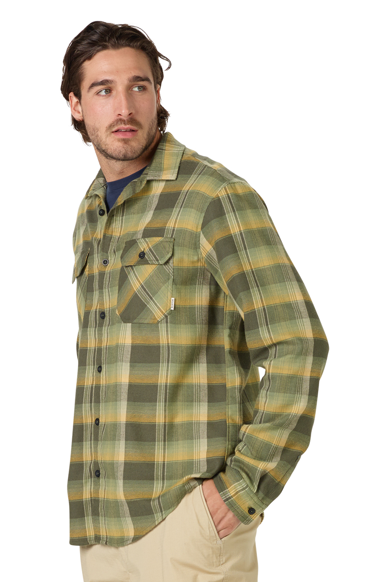 Рубашка мужская Burton Mb Brighton Flnl, цвет: оливковый. 14053107966. Размер XS (44)