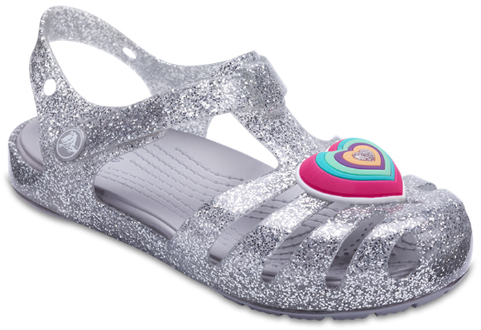 Сандалии для девочки Crocs Isabella Novelty Sandal, цвет: серебристый. 205038-040. Размер C4 (21)