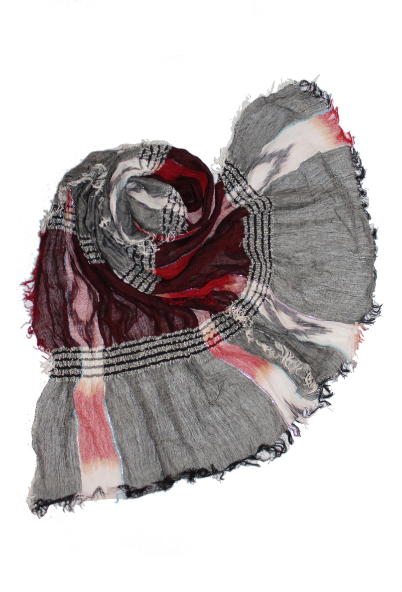 Шарф женский Ethnica, цвет: серый, бордовый. 101060. Размер 50 x 170 см