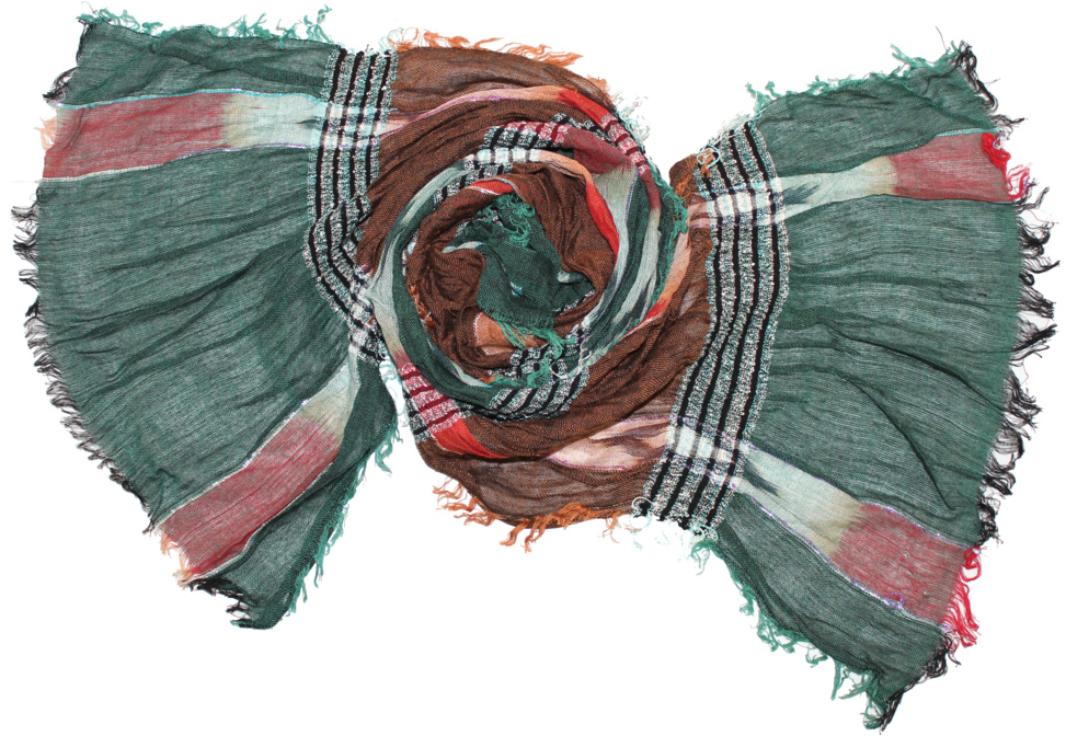 Шарф женский Ethnica, цвет: зеленый, коричневый. 101060. Размер 50 x 170 см
