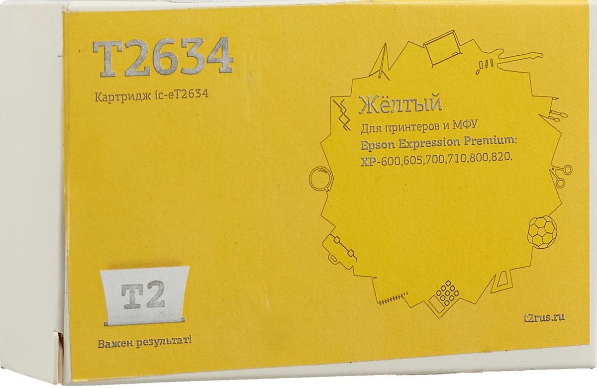 T2 IC-ET2634 (аналог C13T263440), Yellow картридж для Epson Expression Premium XP-600/605/700/800