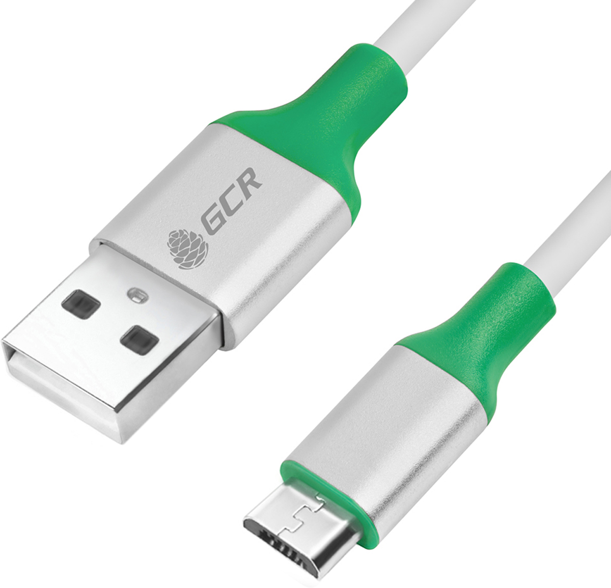 GCR GCR-50509, White Green Silver кабель USB microUSB (0,5 м)