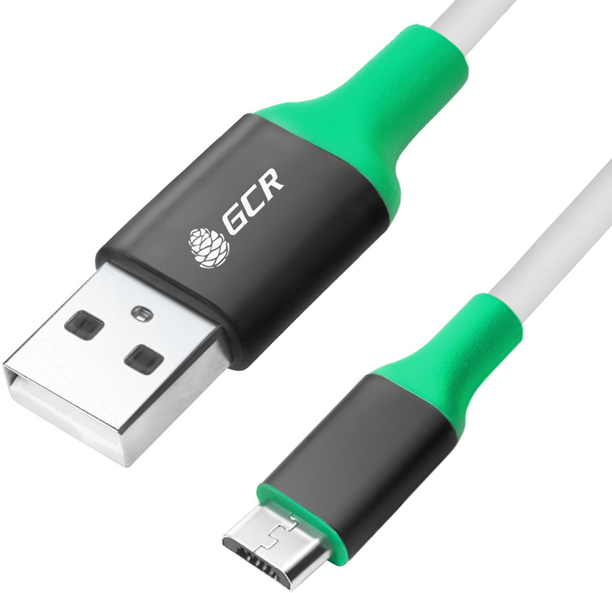 GCR GCR-50547, White Green Black кабель USB microUSB (0,5 м)