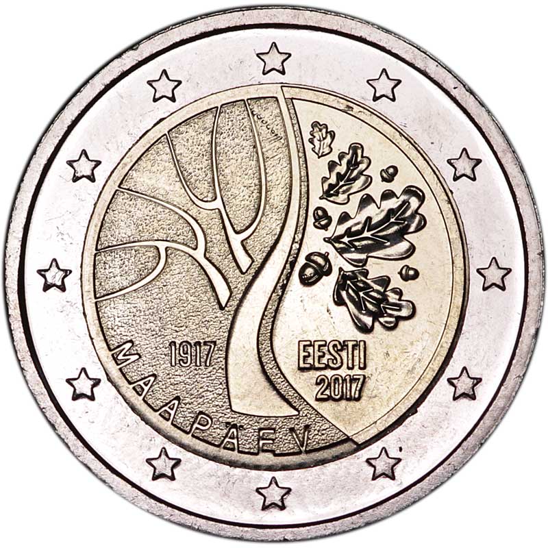 Монета номиналом 2 евро 2017 Эстония, Независимость