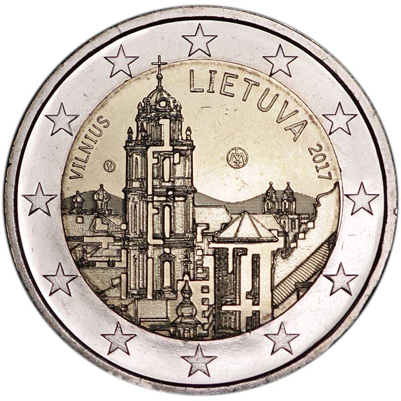Монета номиналом 2 евро 2017 Литва, Вильнюс