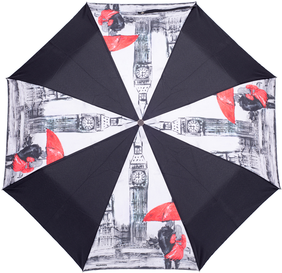 Зонт женский Nuages, автомат, 3 сложения, цвет: черный. NZ2249/1mini