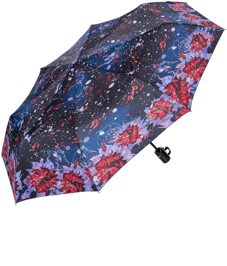 Зонт женский Nuages, автомат, 3 сложения, цвет: черный. NZ2262/1mini