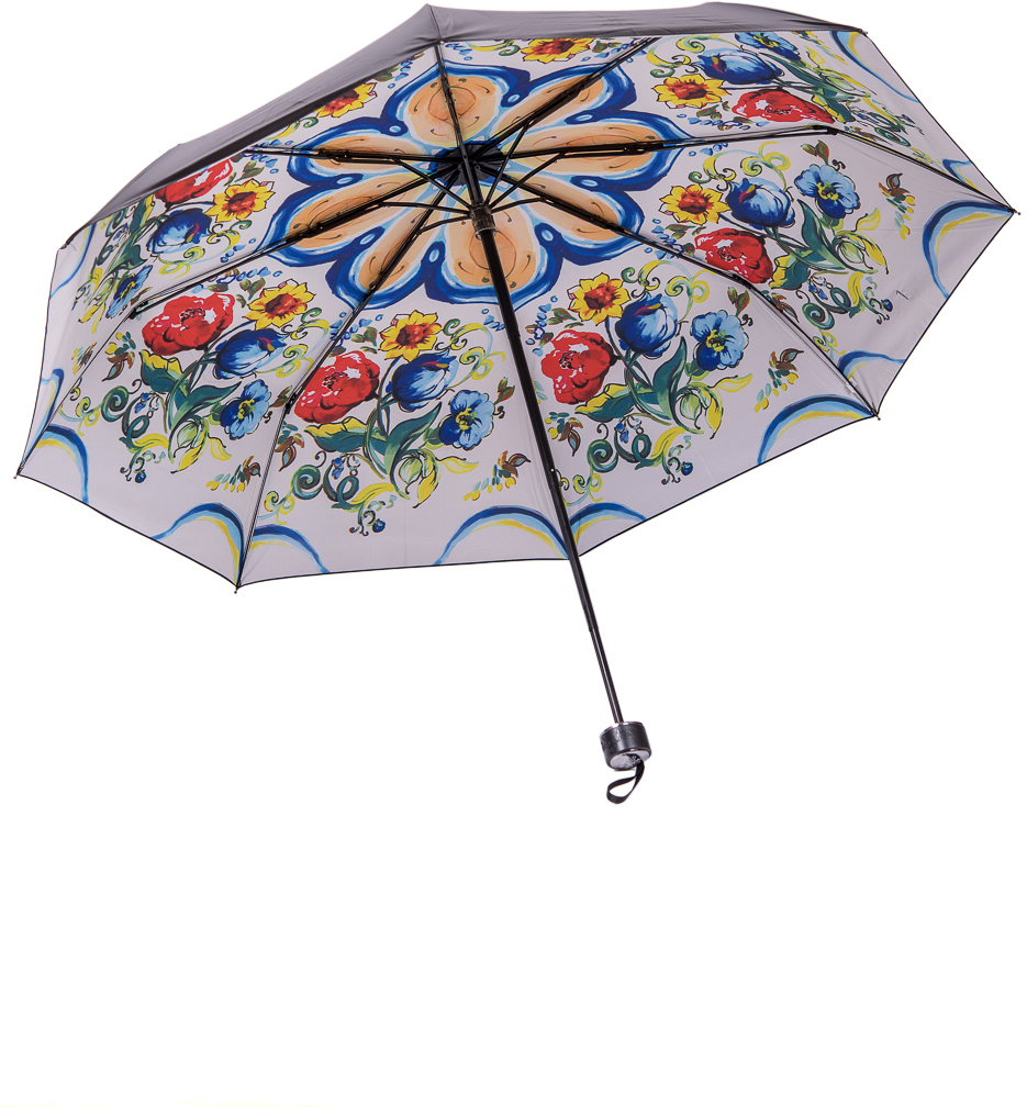 Зонт женский Nuages, механика, 3 сложения, цвет: черный, белый. NZ2263/1mini