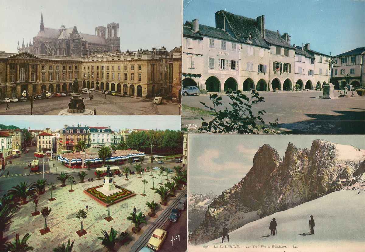 Набор из 4 видовых открыток. Виды Франции, 70-90 годы (комплект из 4 открыток)