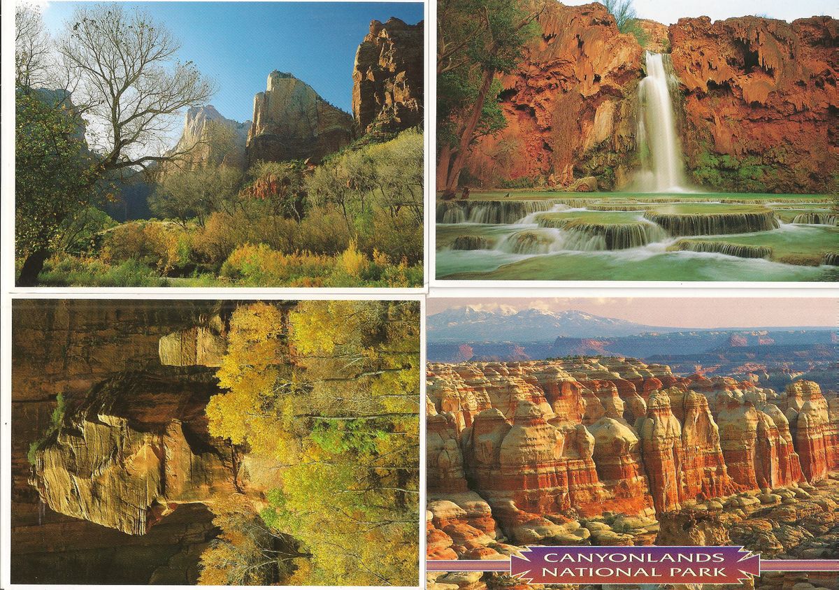 Набор из 4 видовых открыток. Виды США, 70-90 годы (комплект из 4 открыток)