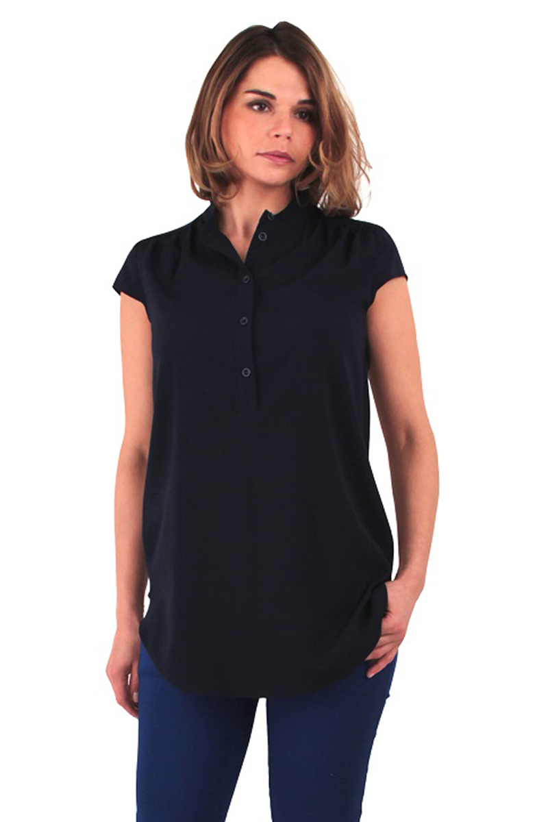 Блузка для беременных и кормящих One Plus One, цвет: темно-синий. V150035. Размер 52