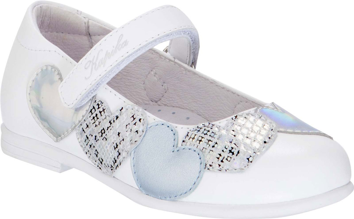 Туфли для девочки Kapika, цвет: белый, голубой. 22457-3. Размер 25