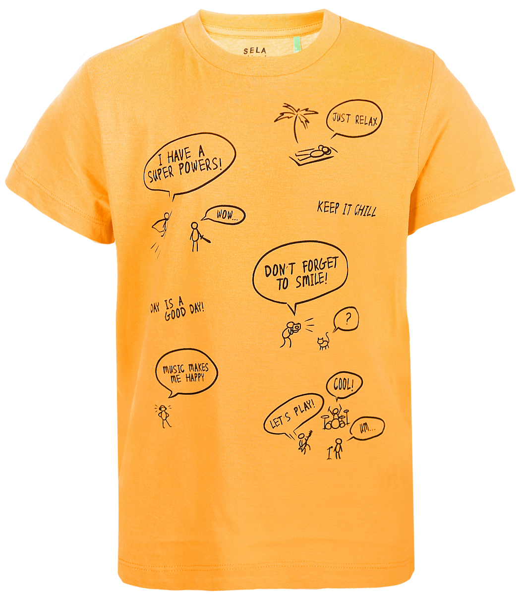 Футболка для мальчика Sela, цвет: желтый. Ts-711/584-8112. Размер 110 джемпер для мальчика sela цвет оранжевый st 713 094 8112 размер 110